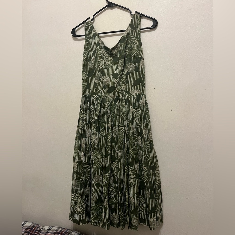 Vintage handmade green floral dress